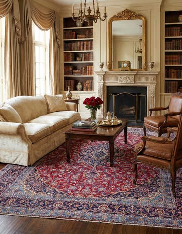 9' 10 x 12' 9 Hand Knotted Kashan Persian Wool Rug
