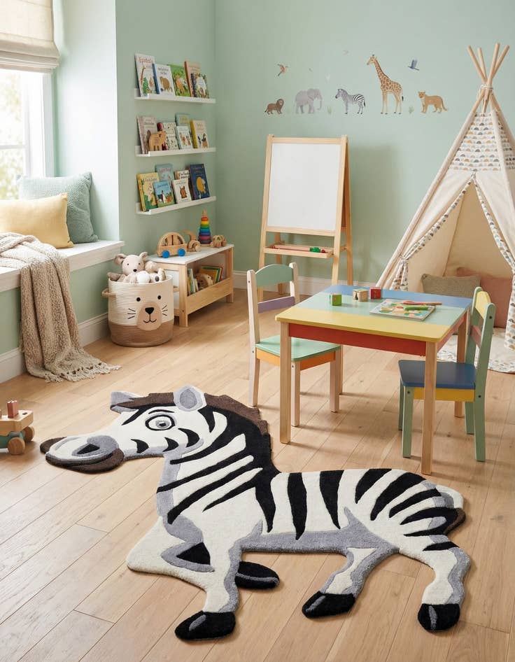 Detail image of  4' 6 x 5' 1 Playtime Kids Wool Freeform Rug