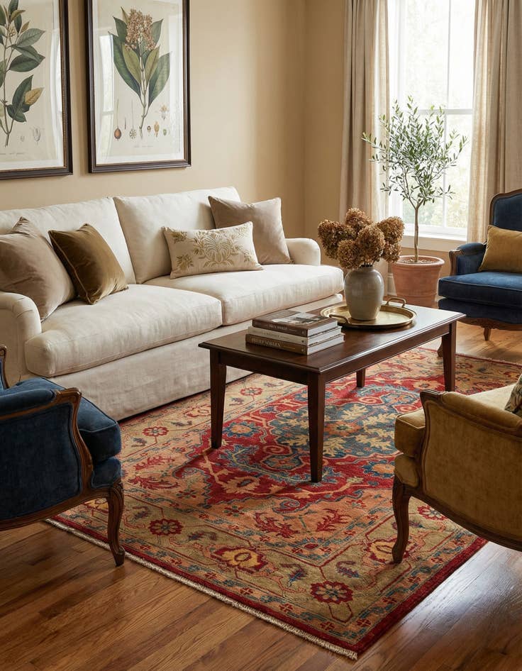 Detail image of  5' 6 x 8' 5  Hand Knotted Ziegler Wool Rug