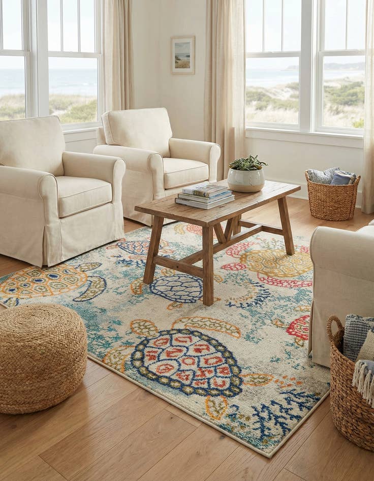 Detail image of 4' 1 x 4' 1  Washable Capri Square Rug