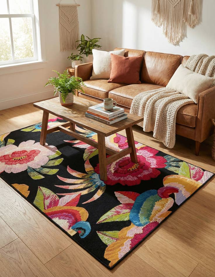 Detail image of  4' x 6'  Washable Botanical Indoor / Outdoor Rug