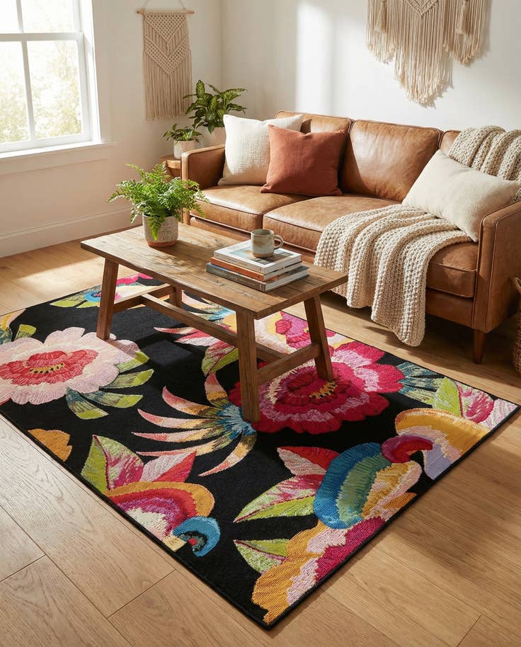 Detail image of 4' x 6' Easy-Clean Botanical Indoor / Outdoor Rug