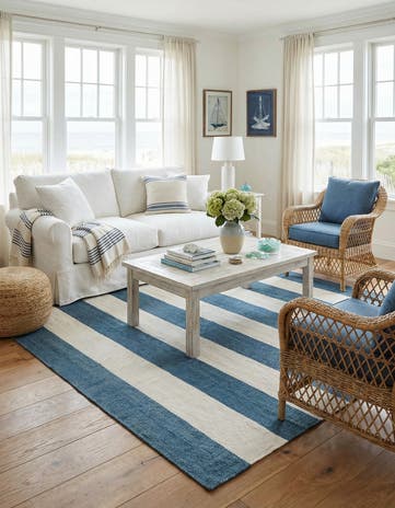 Sky blue Hand Woven Jill Zarin Hamptons Square Rug