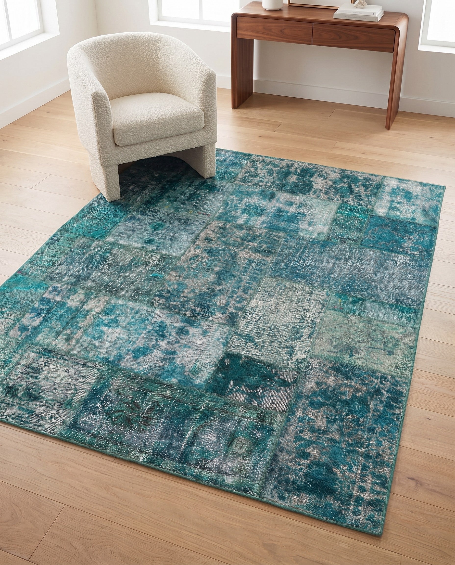 5' 2 x 6' 1 Hand Knotted Ultra Vintage Persian Wool Square Rug