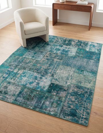 5' 2 x 6' 1 Hand Knotted Ultra Vintage Persian Wool Square Rug