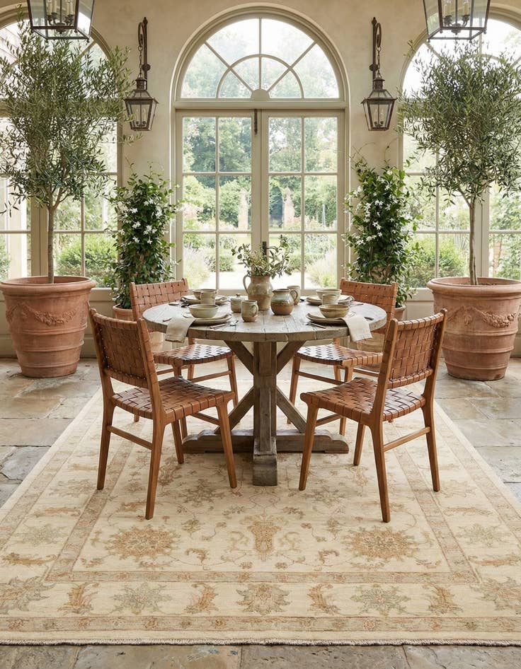 Detail image of 5' 8 x 8' Hand Knotted Peshawar Ziegler Rug