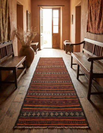 2' 8 x 8' 3 Hand Woven Kilim Fars Wool Runner Rug