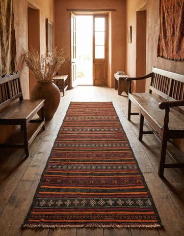 2' 8 x 8' 3 Hand Woven Kilim Fars Wool Runner Rug