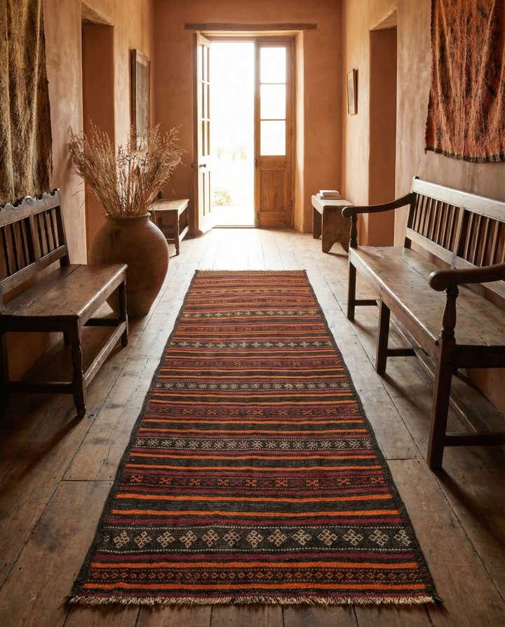 2' 8 x 8' 3 Hand Woven Kilim Fars Wool Runner Rug