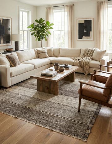 6' 10 x 9' 2 Hand Woven Kilim Modern Wool Rug