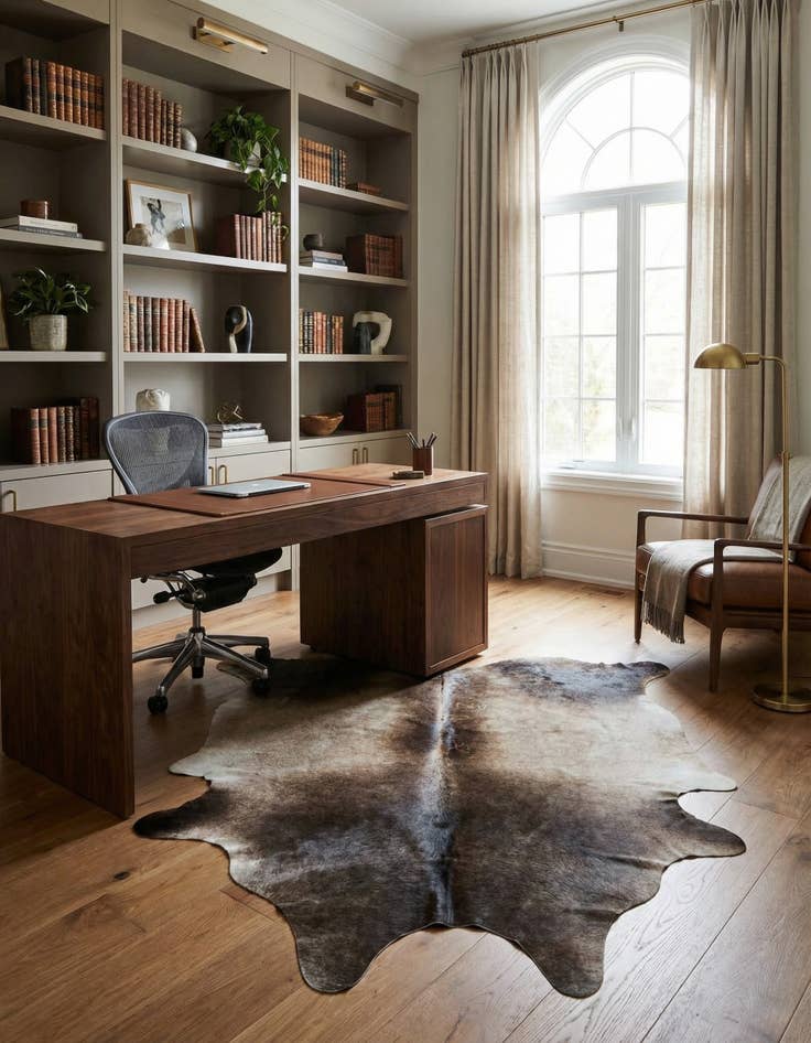 Detail image of  5' 8 x 6' 2 Cowhide Leather Square Rug