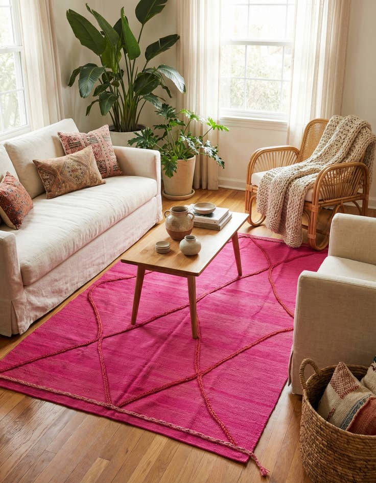 Detail image of 4' 1 x 6'  Hand Knotted Moroccan Wool Rug