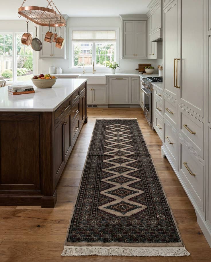 Detail image of 2' 6 x 8' 6 Hand Knotted Bokhara Oriental Wool Runner Rug