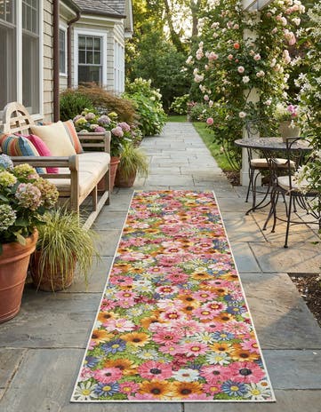 2' 7 x 12' Easy-Clean Botanical Indoor / Outdoor Runner Rug