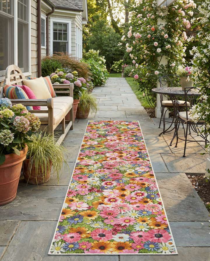 2' 7 x 12' Easy-Clean Botanical Indoor / Outdoor Runner Rug