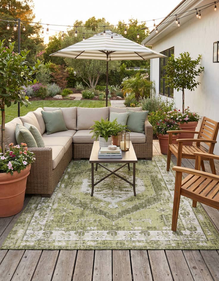 Detail image of 7' x 10'  Washable Traditional Indoor / Outdoor Rug