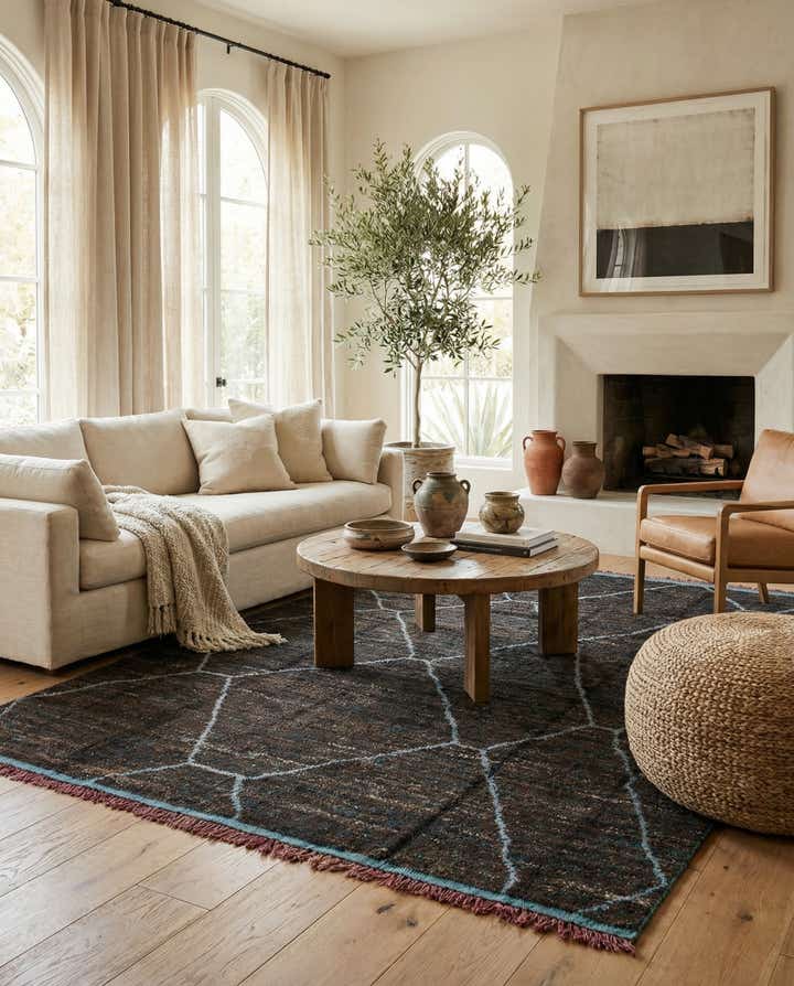 8' x 10' 9 Hand Knotted Moroccan Wool Rug