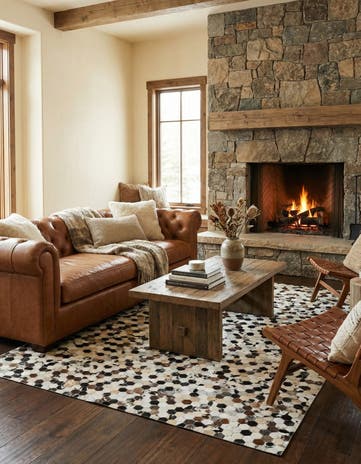 5' 2 x 8' Cowhide Leather Rug