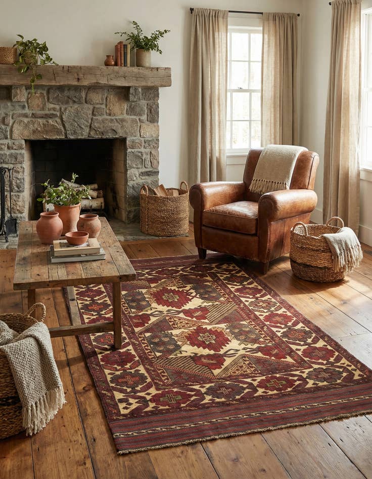 Detail image of  3' 7 x 6' 1  Hand Knotted Sumak Wool Rug