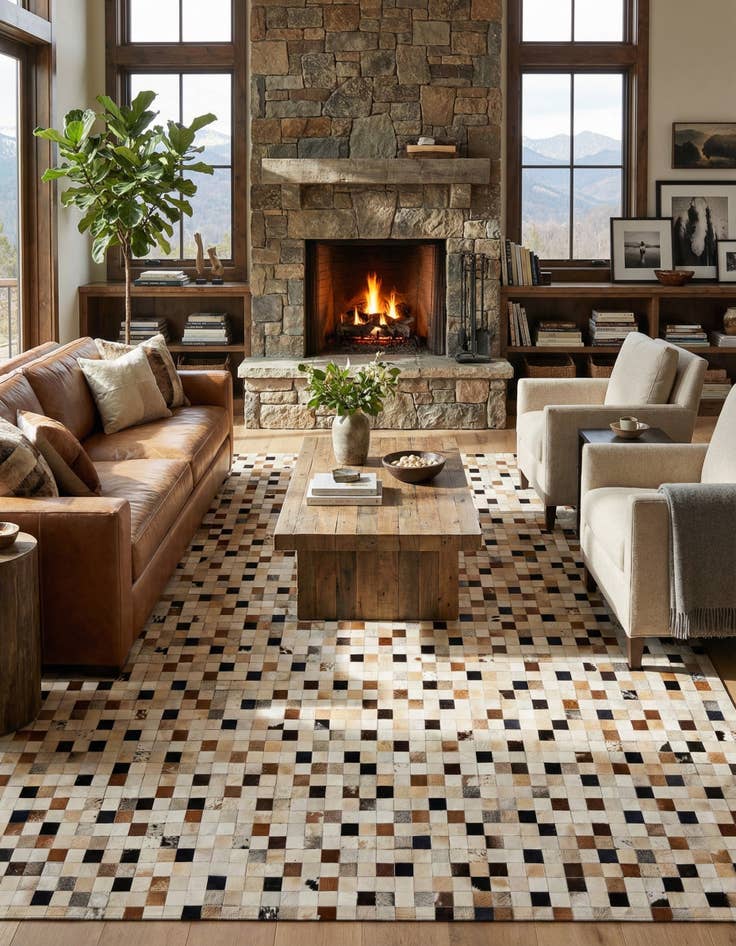 Detail image of  8' x 10' Cowhide - Patchwork Rug