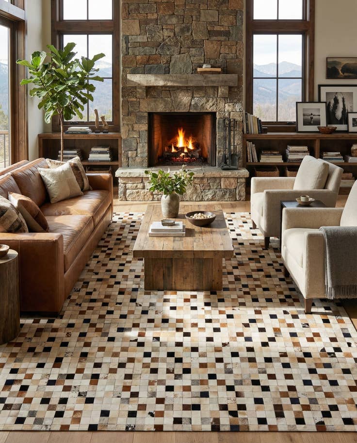 Detail image of 8' x 10' Cowhide - Patchwork Rug
