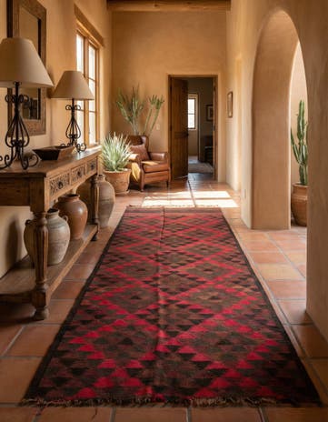 4' 7 x 11' 5 Hand Woven Kilim Fars Wool Runner Rug