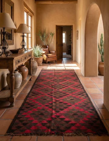 4' 7 x 11' 5 Hand Woven Kilim Fars Wool Runner Rug