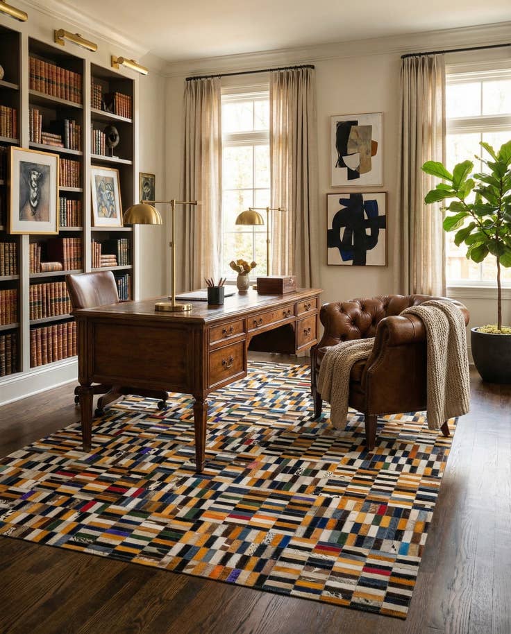 Detail image of 5' 1 x 7' 11 Cowhide - Patchwork Rug