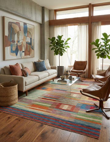 6' 8 x 9' 10 Hand Woven Kilim Modern Wool Rug