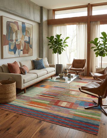 6' 8 x 9' 10 Hand Woven Kilim Modern Wool Rug