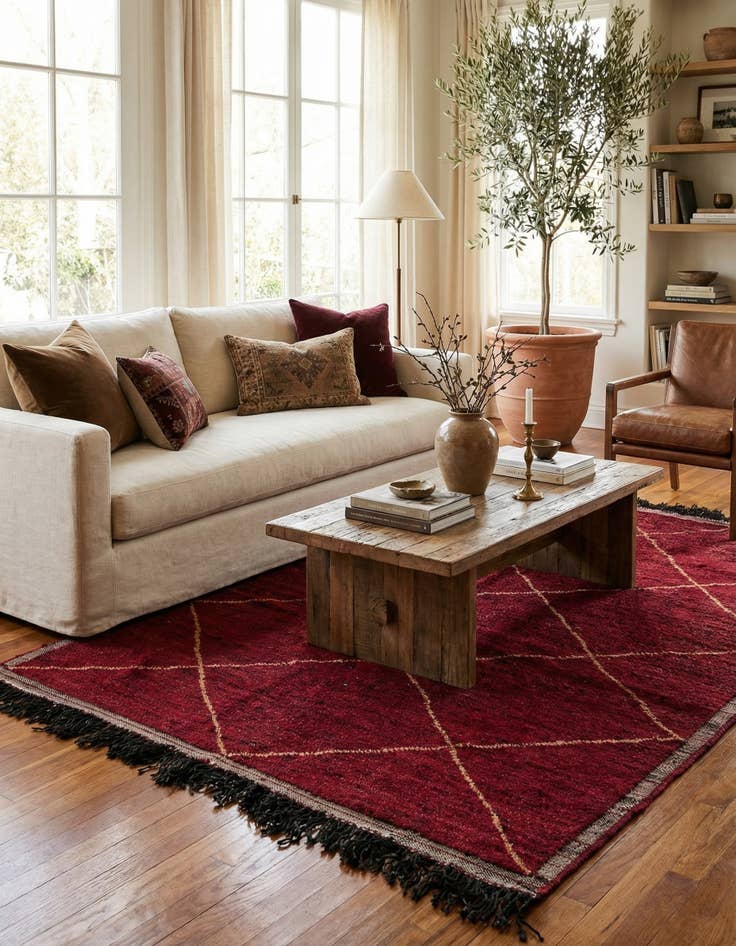 Detail image of 6' 5 x 9' 7  Hand Knotted Moroccan Wool Rug