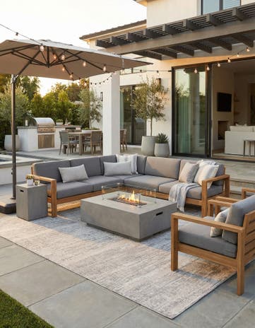 Gray Easy-Clean Modern Indoor / Outdoor Rug