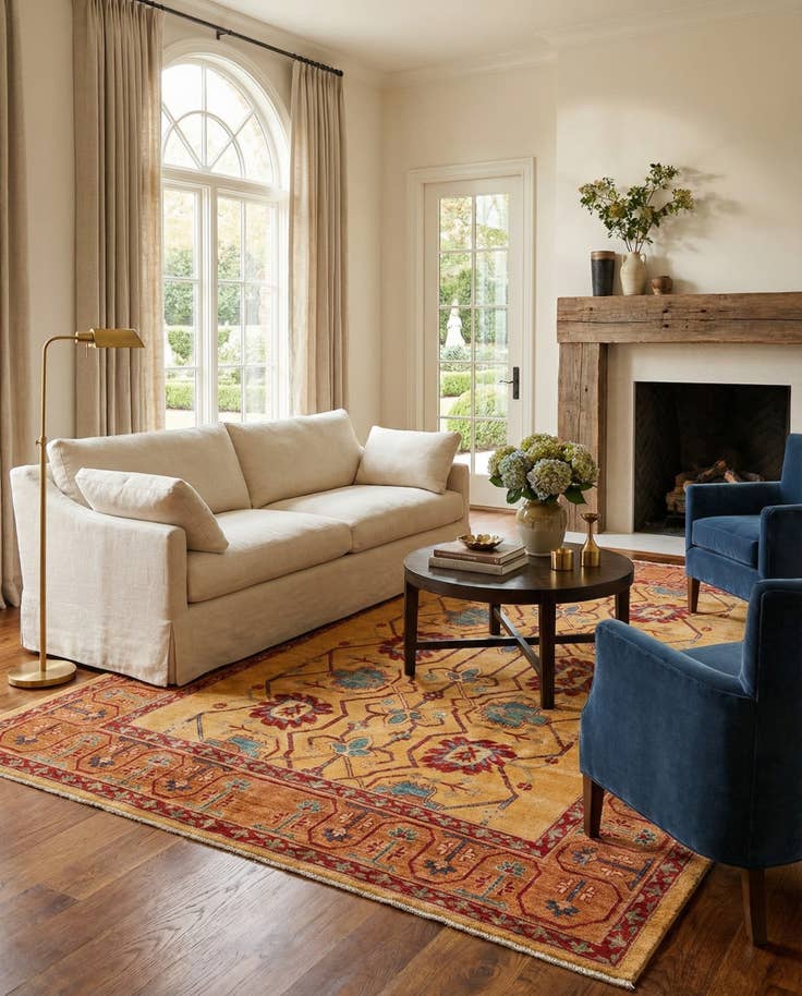 Detail image of 6' 8 x 9' 5 Hand Knotted Ziegler Wool Rug