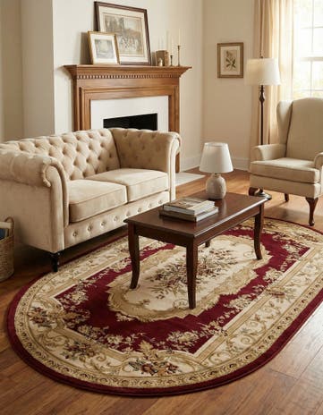 Red Chateau Oval Rug