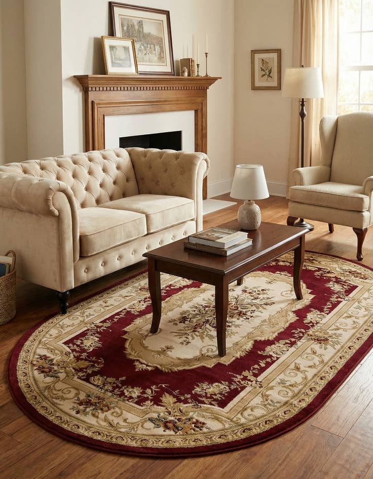 Detail image of 5' 3 x 8' Classic Aubusson Oval Rug