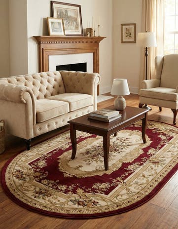Red Chateau Oval Rug