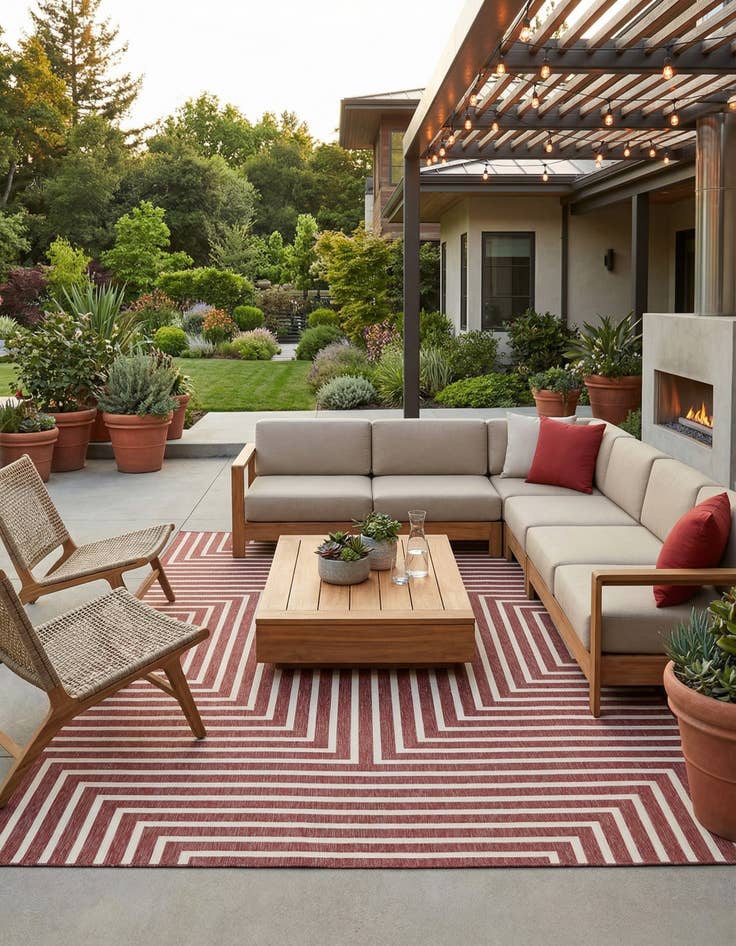 Detail image of  10' x 14'  Washable Modern Indoor / Outdoor Rug