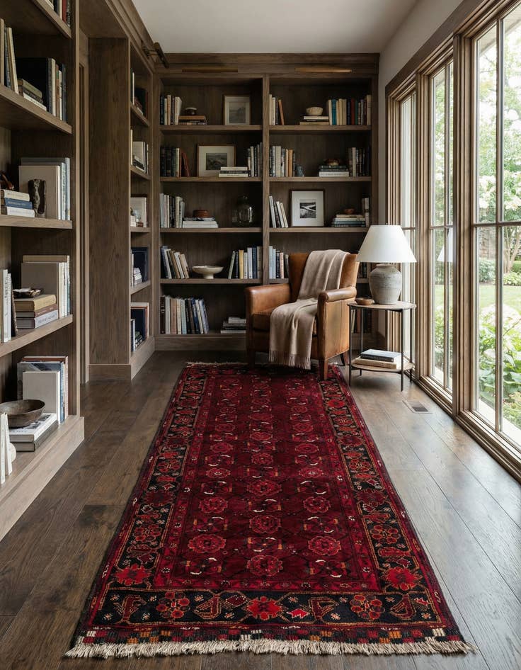 Detail image of 3' 4 x 6' 10  Hand Knotted Afghan Akhche Wool Runner Rug