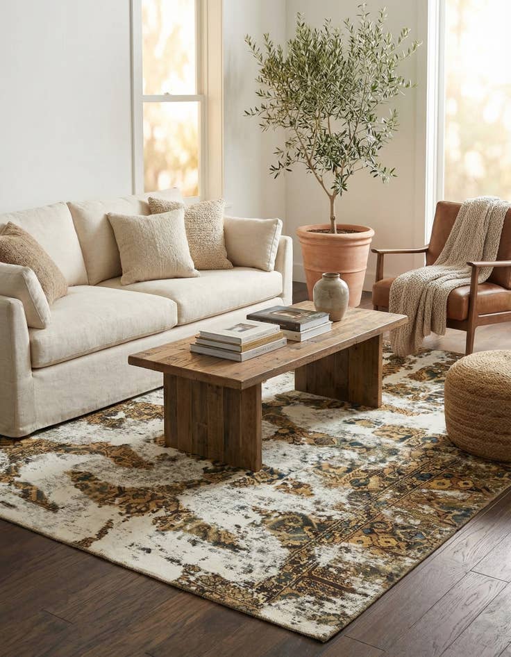 Detail image of 6' 5 x 8'  Hand Knotted Ultra Vintage Persian Wool Rug