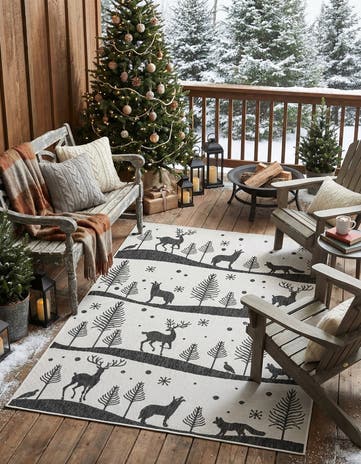 5' 3 x 7' Easy-Clean Holiday Indoor / Outdoor Rug