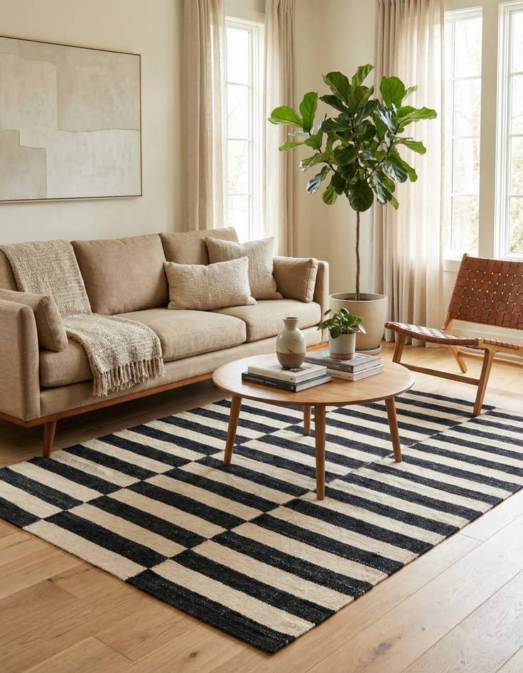 Detail image of 3' 6 x 5'  Hand Woven Kilim Modern Wool Rug