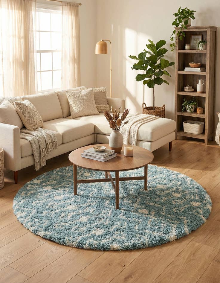 Detail image of  6' x 6' Moroccan Trellis Shag Round Rug