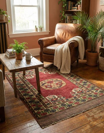 4' 4 x 5' 10 Hand Knotted Sumak Wool Rug