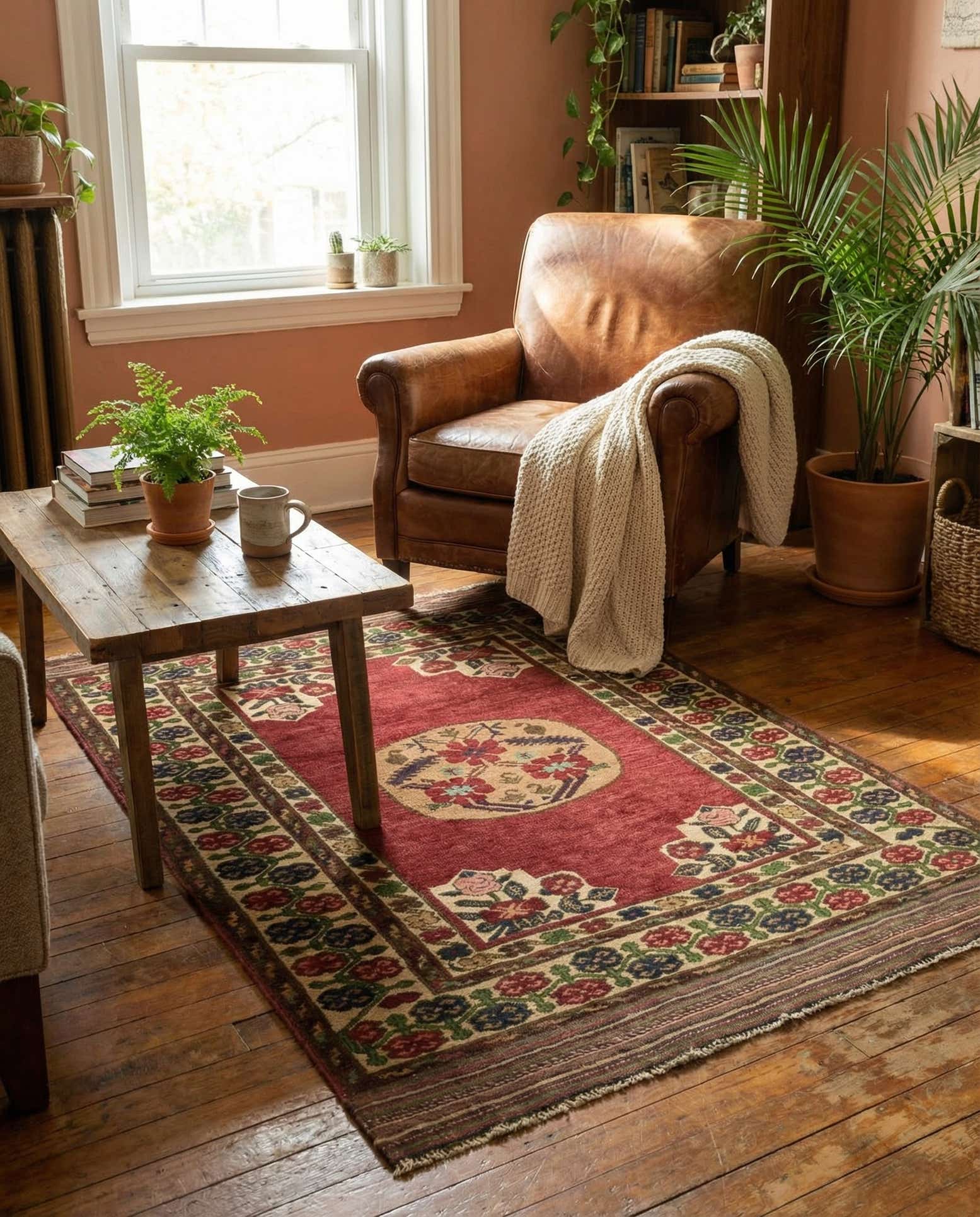 4' 4 x 5' 10 Hand Knotted Sumak Wool Rug