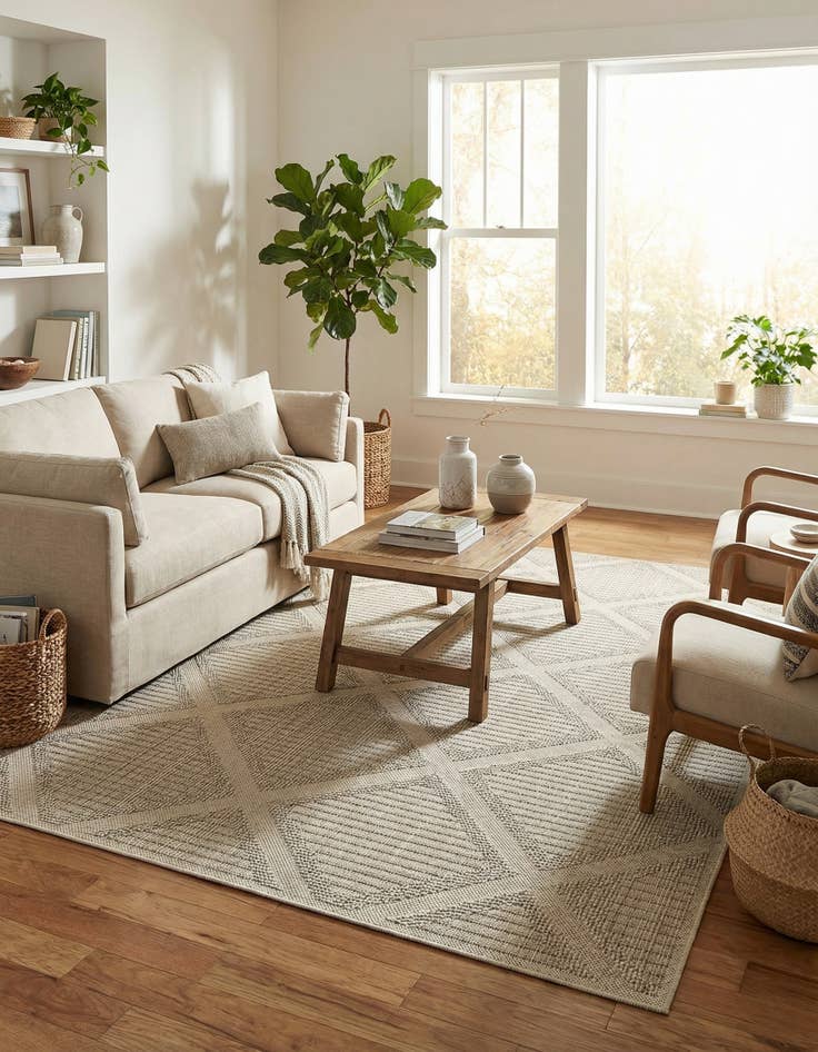 Detail image of  9' x 12'  Washable Lattice Indoor / Outdoor Rug