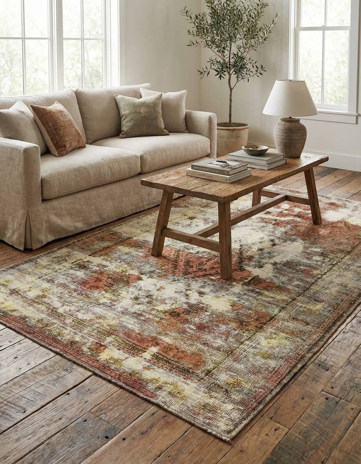 Detail image of 4' 3 x 6' 4  Hand Knotted Ultra Vintage Persian Wool Rug