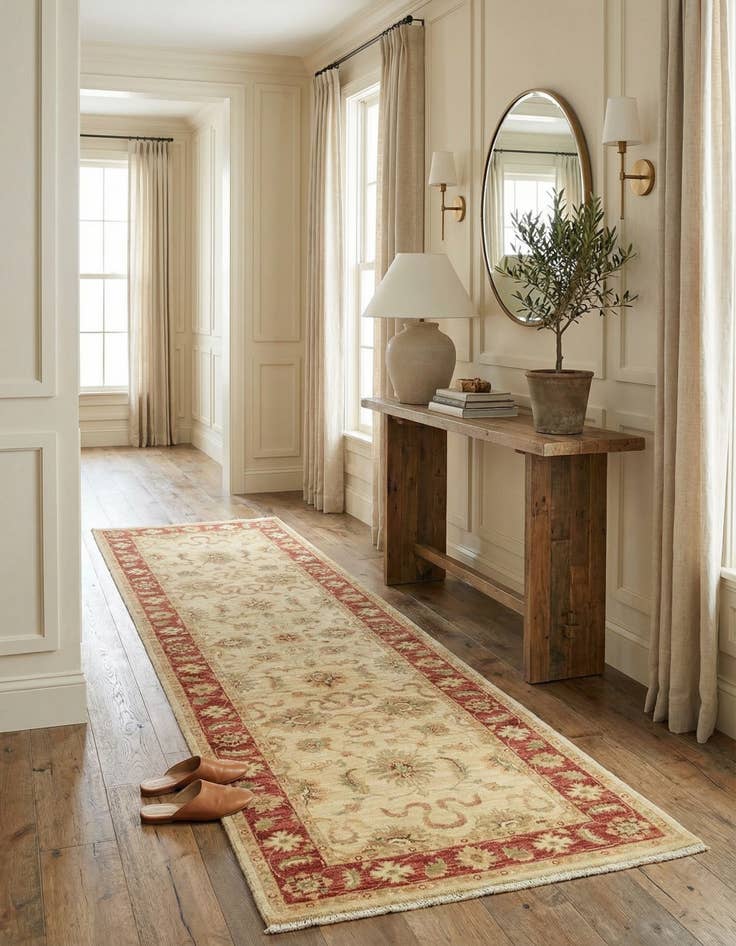 Detail image of 3' x 9' 7  Hand Knotted Peshawar Ziegler Runner Rug