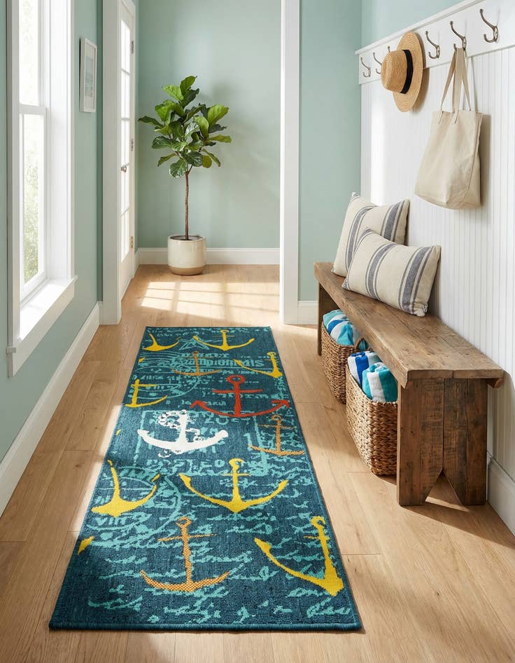 Detail image of 2' x 6'  Washable Coastal Indoor / Outdoor Runner Rug