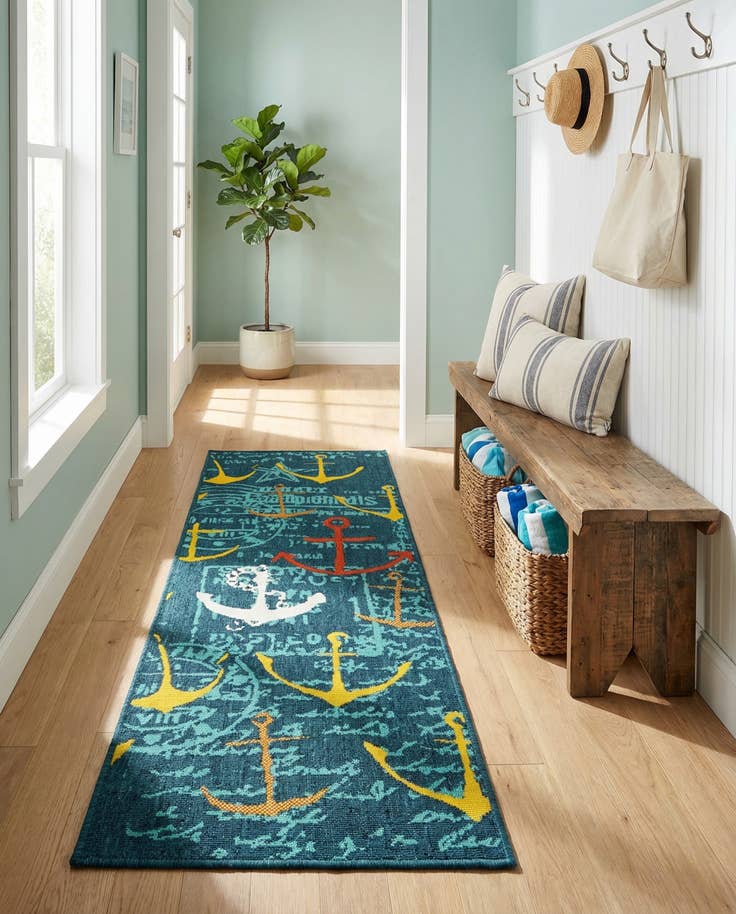 Detail image of 2' x 6' Easy-Clean Coastal Indoor / Outdoor Runner Rug