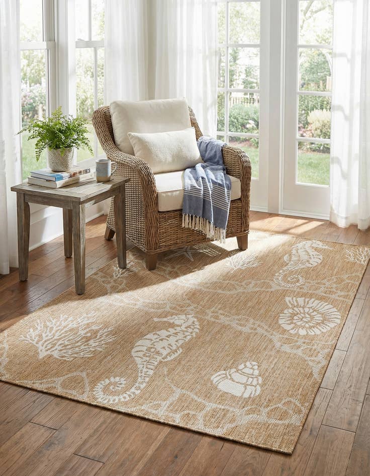 Detail image of 5' 3 x 7' Easy-Clean Coastal Indoor / Outdoor Rug